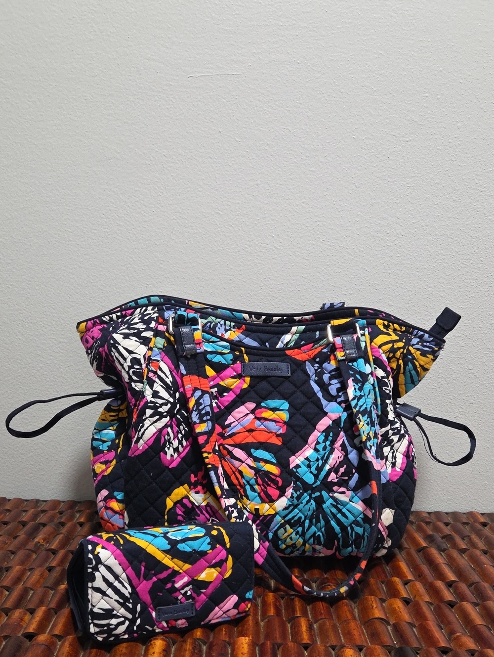 Vera Bradley Glenna Butterfly Tote And Wallet Set Wallet Rfid